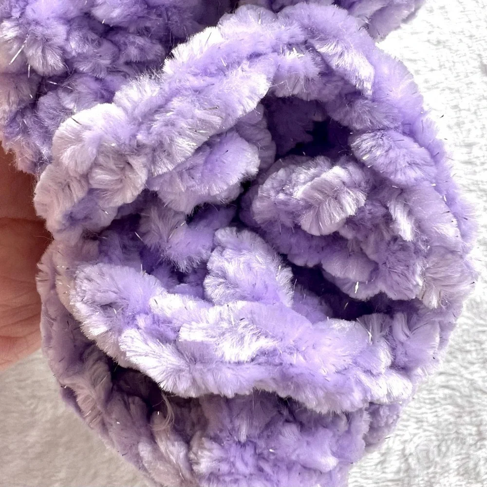 Handmade VELVET Shimmer Pastel Purple Crochet Lush Hair Scrunchie PinkRainCloud